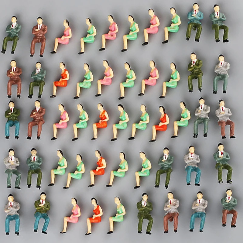 

50Pcs Seated Painted Model People Figures Railway Sitting Passengers 1:50 Scale Miniatures Collection Gifts Kids