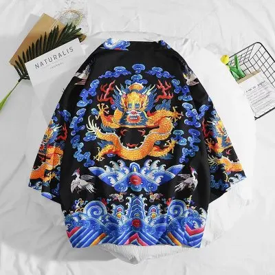 style F Японское кимоно кардиган для мужчин Haori Yukata мужской костюм самурая одежда кимоно куртка Мужская s кимоно рубашка Yukata Haori - Цвет: style F