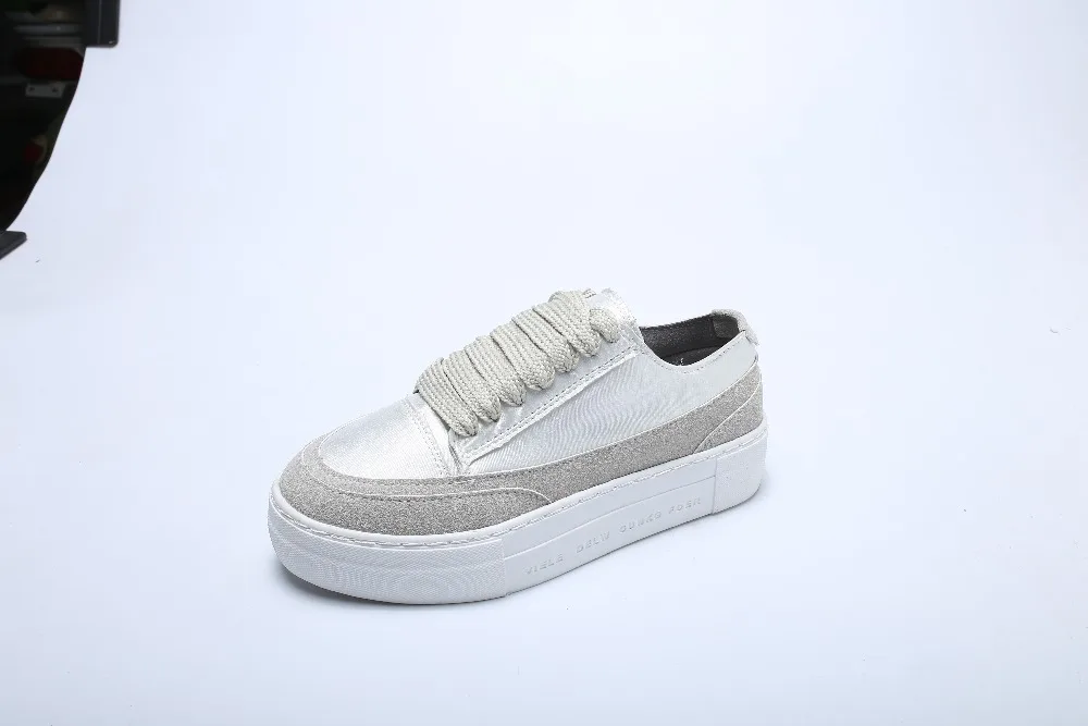 Fashion Women Flats Bling Patchwork Sneakers Platform Shoes Satin Casual Shoes Round Toe Lace Up spring summer autumn