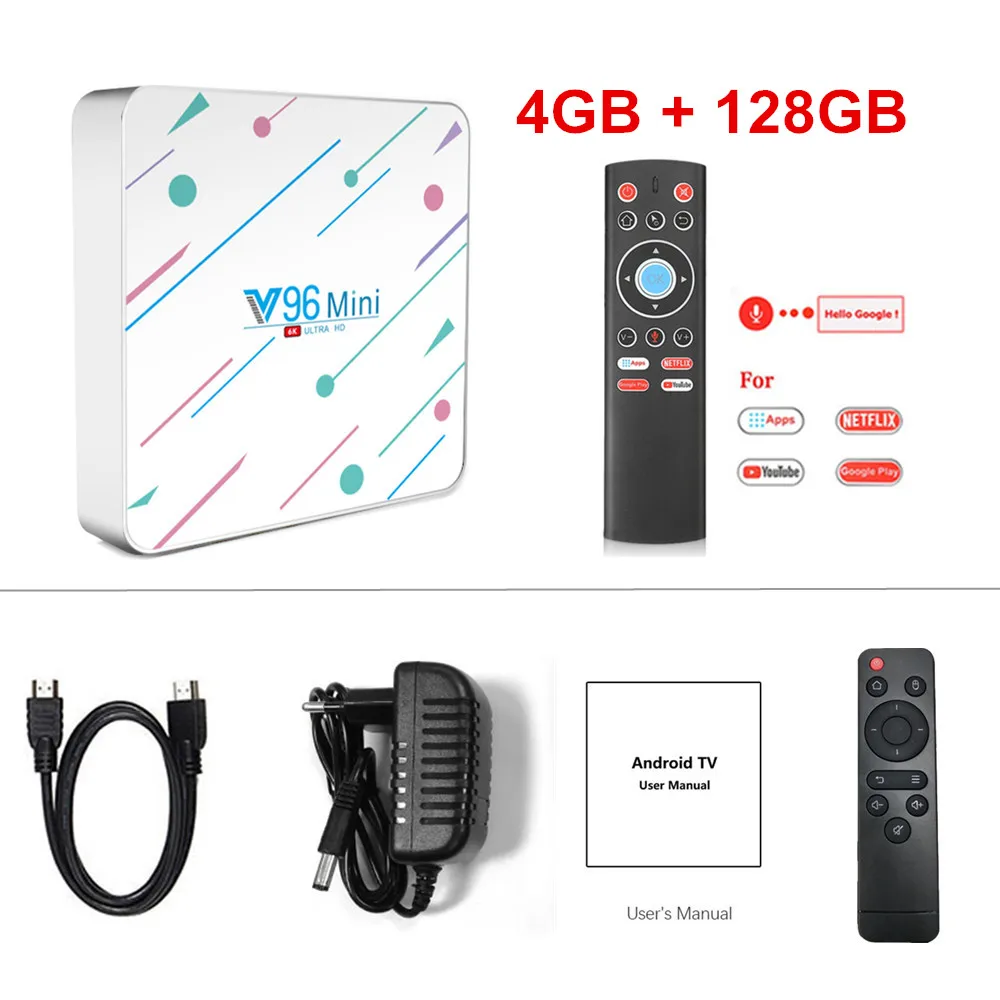 V96 мини ТВ коробка Android 9,0 Allwinner H6 4 ядра, 4 Гб 128 6K H.265 Wi-Fi V96mini 32 ГБ/64 Гб Smart tv Box HD Netflix Youtube - Цвет: 4G128G voice control