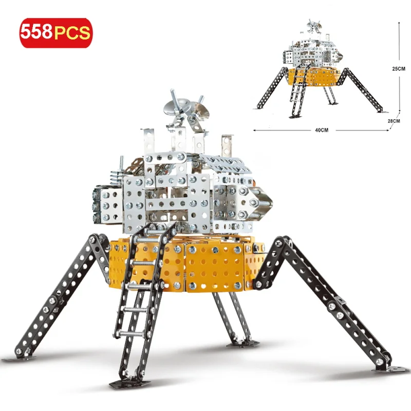 

558pcs Technic Metal Bricks Lunar Lander Building Blocks Kit Bricks Sets Classic Movie Model Kids Cosmonaut Toys For Kids Gift