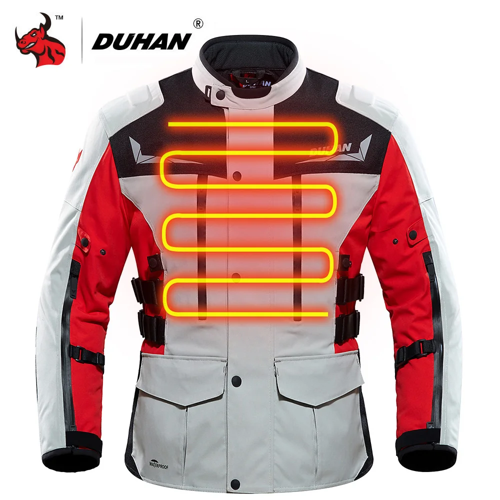 DUHAN Motorcycle Jacket Winter Heating Jacket Men Waterproof Куртка С Подогревом USB Infrared Moto Electric Thermal Jacket