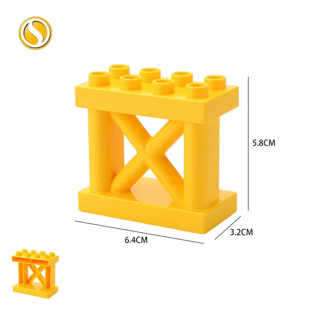 Big Building Block City Farm Architecture Accessories Fence Pillar Bridge Ladder Compatible Big Brick DIY Toys For Children Gift Guardrail