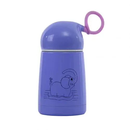Портативная 300 мл Вакуумная бутылка для детей с милым принтом слона из нержавеющей стали, Термокружка для путешествий и школы, вакуумные бутылки для воды и чая - Цвет: Фиолетовый