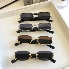 

Vintage Womens Sun Glasses Luxury Brand Square Eyeglasses Metal Black Lenses Brown Men Sunglasses Outdoor Travel Driving Eyewear