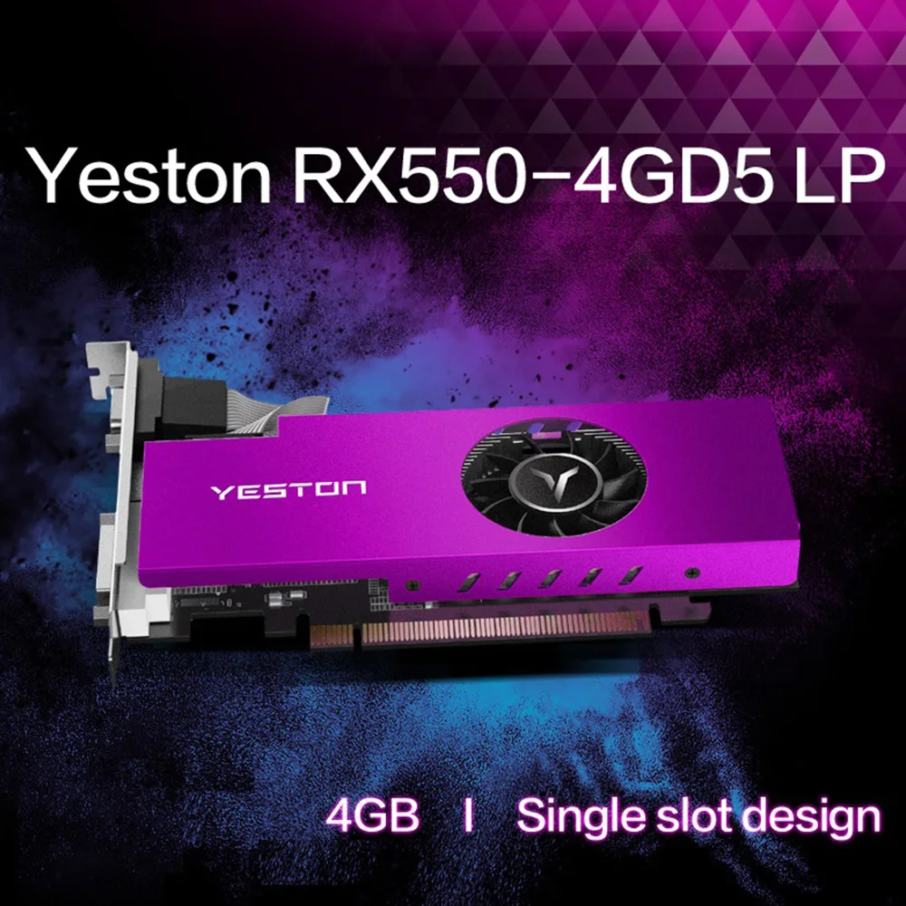 Видеокарта Yeston Radeon mini RX 550 GPU 4 ГБ GDDR5 3 0 бит для игрового настольного ПК видеокарты