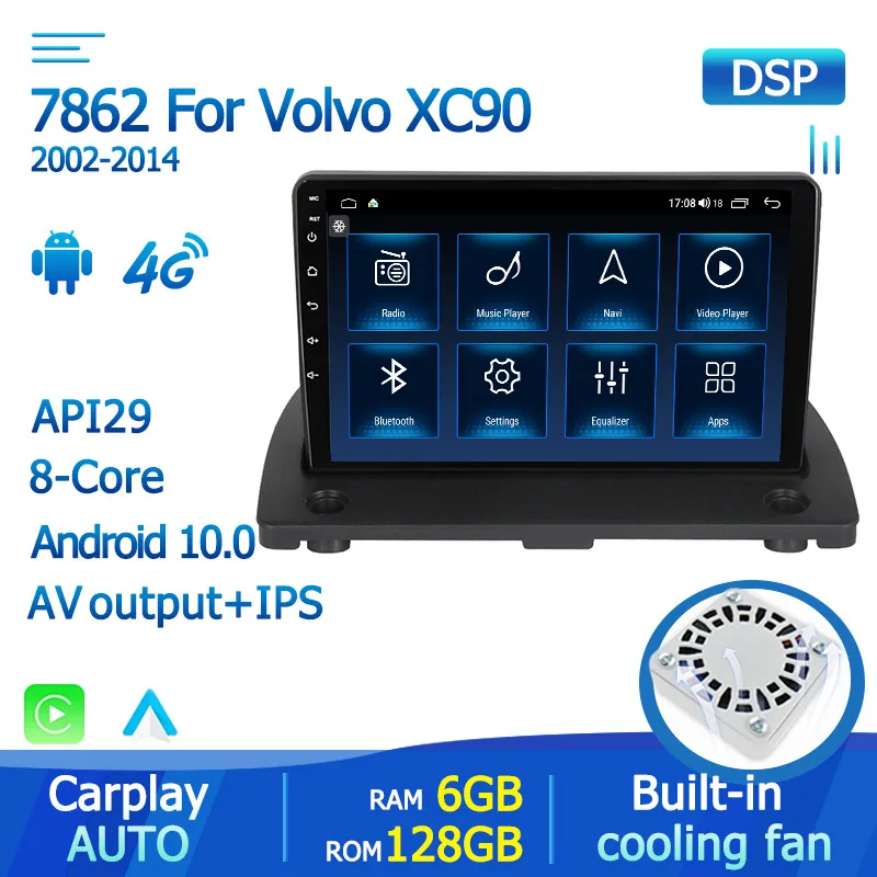 2 din Android 10 8 ядер автомобильный радиоприемник GPS RDS DSP мультимедийный плеер для Volvo