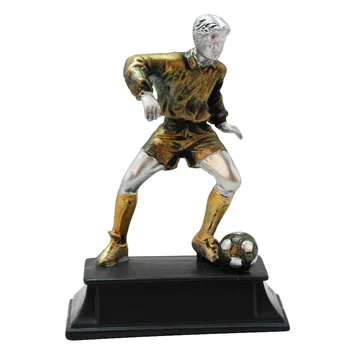 

1pc Home Decor Resin Adornment Desktop Ornament Sport Series Football Man Resin Crafts For Home Office Shop Window (Golden)