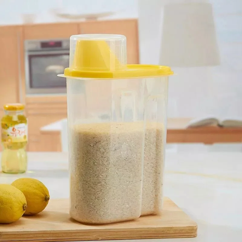 Цвет: желтый 2L коробка для хранения тара для крупы коробка для хранения бутылки банки коробки для кухни пищевой для зёрен рисовые контейнеры хорошие бытовые контейнеры - Цвет: Цвет: желтый