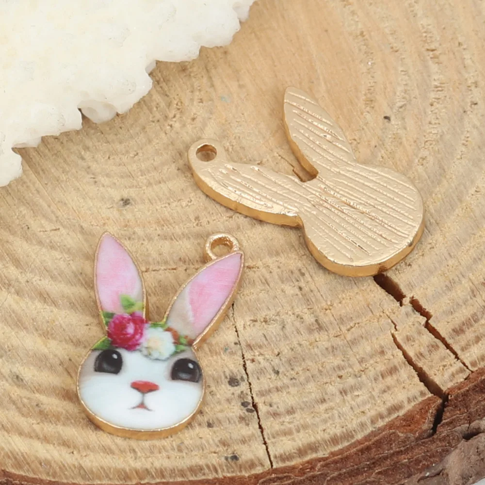 DoreenBeads модные подвески из сплавов на основе цинка бабочка кролик животное KC Золото Черный Эмаль для самодельных ювелирных изделий, 2 шт