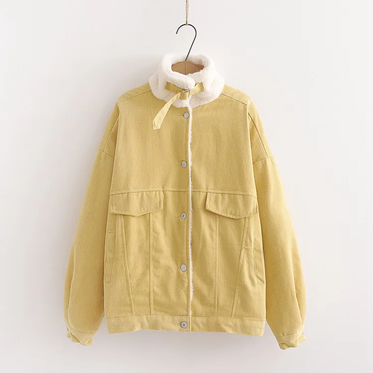 

Japanese-style Fresh Warm Stand Collar Dehaired Angora Cotton Coat Autumn And Winter New Style Slimming Workwear Cotton-padded C