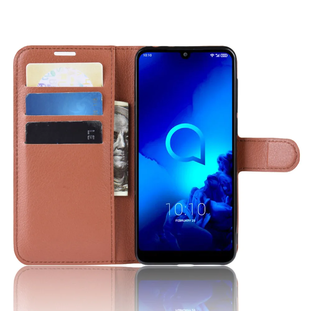 Коричневый 5039 чехол для Alcatel 3L, чехол, кошелек, карта, Стент, книга, стиль, флип, кожаный защитный чехол s, черный 5039U 5039D Alcatel3L Alcatel5039 - Цвет: Коричневый