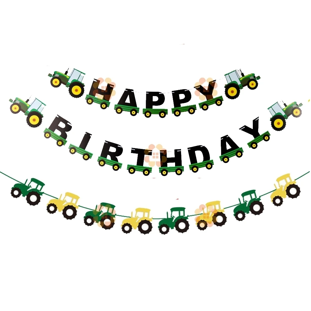 Сельскохозяйственный трактор тема экскаватор автомобиль баннер с днем рождения надувные праздничные украшения из шаров товары для детской вечеринки трактор