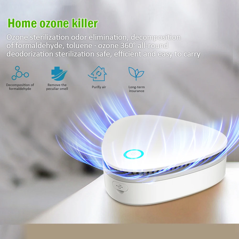 

1800mAh USB Charging Air Ozonizer Purifier Ozone Ionizer Generator Home Deodorizer Sterilization Germicidal Filter Disinfection