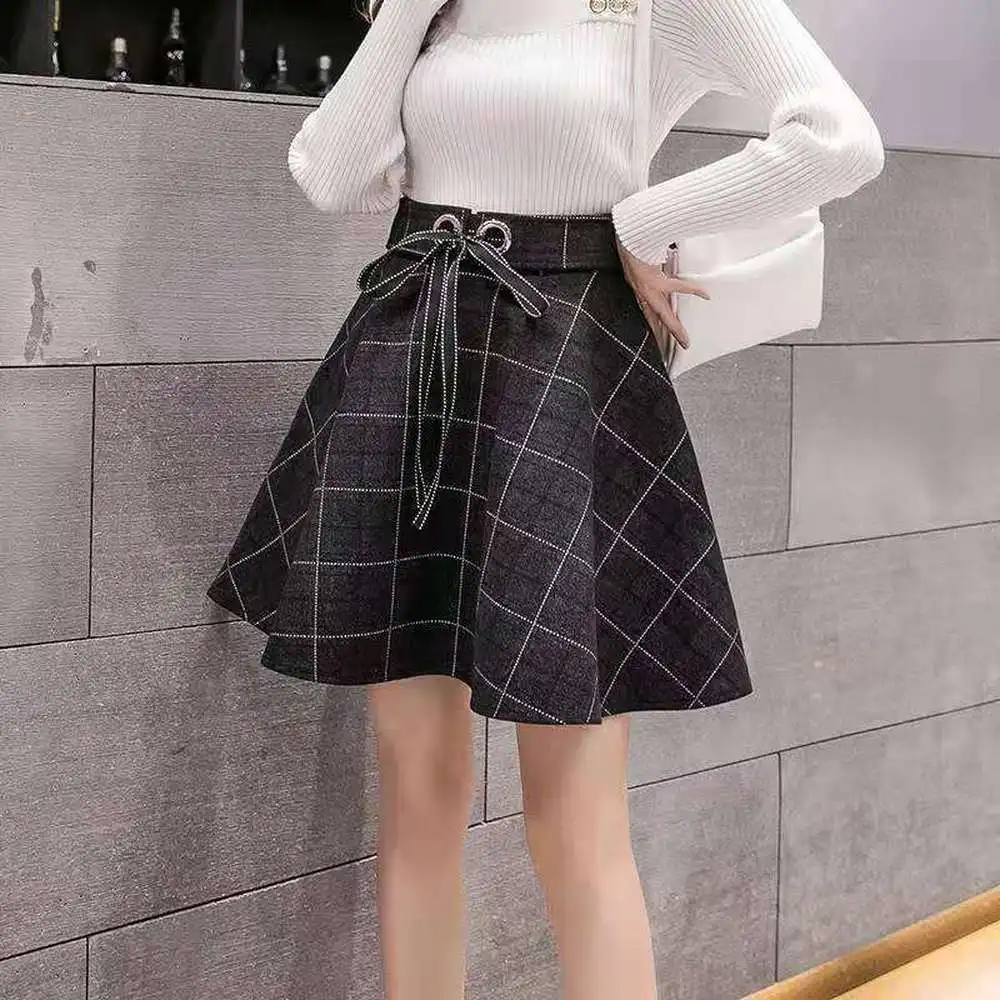 

Gothic Plaid Mini Skirt Women Vintage Lace Up High Waist Draped A-Line Pleated Skirts Casual Plus Size Women's Cloth Jupe Femme