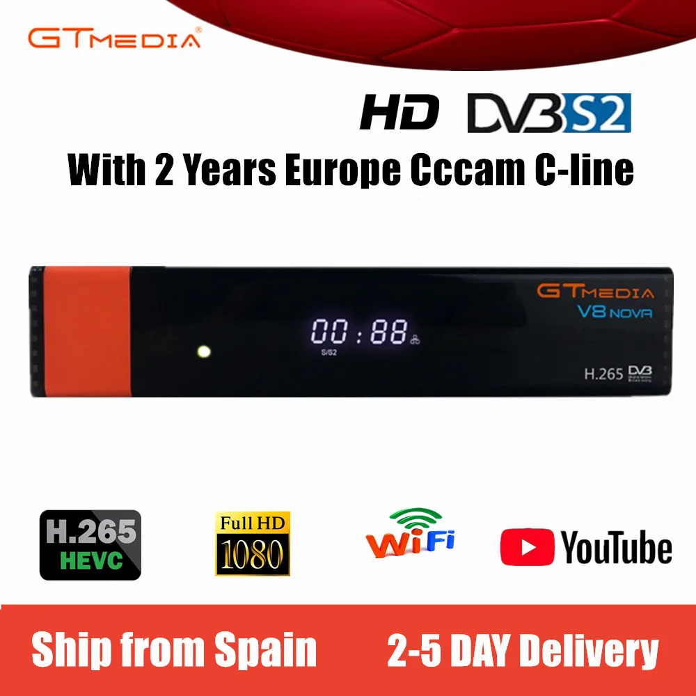 DVB-S2 FTA Gtmedia V8 nova спутниковый ТВ приемник встроенный wifi Freesat V8 приемник с бесплатной Европой Cline H.265 gt медиа v8 nova