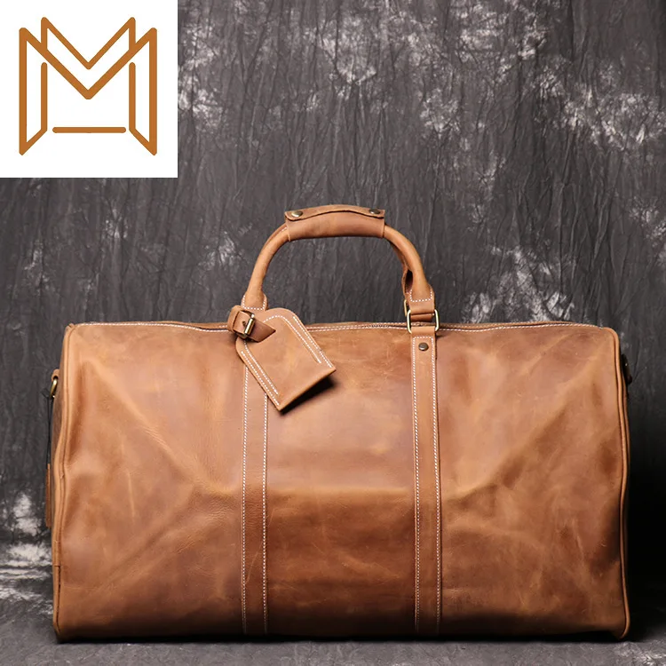 

Head Layer Cowhide Male Luggage Bag Crazy Horsehide Capacity Travelling Bag Manual Genuine Leather Business Travel