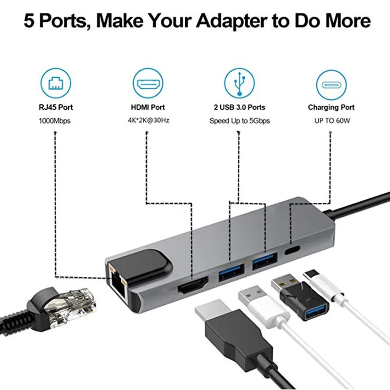 USB C док-станция для ноутбука USB 3,0 HDMI RJ45 Gigabit PD Fealushon для MacBook samsung Galaxy S9/S8/S8+ type C usb-хаб