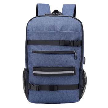 

Men Women Longboard School Students Sports Travel Laptop Zipper Skateboard Backpack Adjustable Strap USB Charging Anti Theft