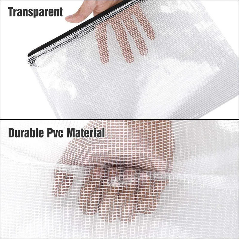  AUSTARK 10Pcs Zipper File Bags Plastic Mesh Zipper