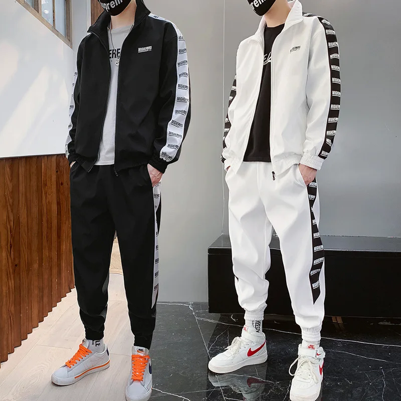 

Leisure Suit Men's Spring And Autumn New Style Sports Set Two-Piece Set Popular Brand Korean-style Loose-Fit Sports Clothing Jac