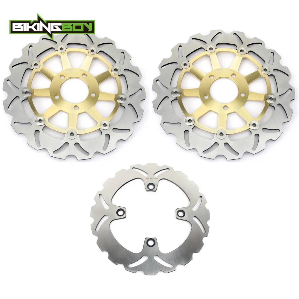 BIKINGBOY для KAWASAKI ZR-7 99-05 ZR-7S ввиде горшка 01-05 ZZR 600 93-07 ZR 550 Зефир 90-01 ZX400R 89-90 спереди и сзади тормозные диски роторы - Цвет: Wavy Gold