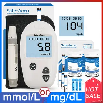 

Sinocare Accu Blood Glucose Meter 50/100pcs Test Strips with Lancets Needles For Diabetes Blood Glucometer Blood Sugar Detection