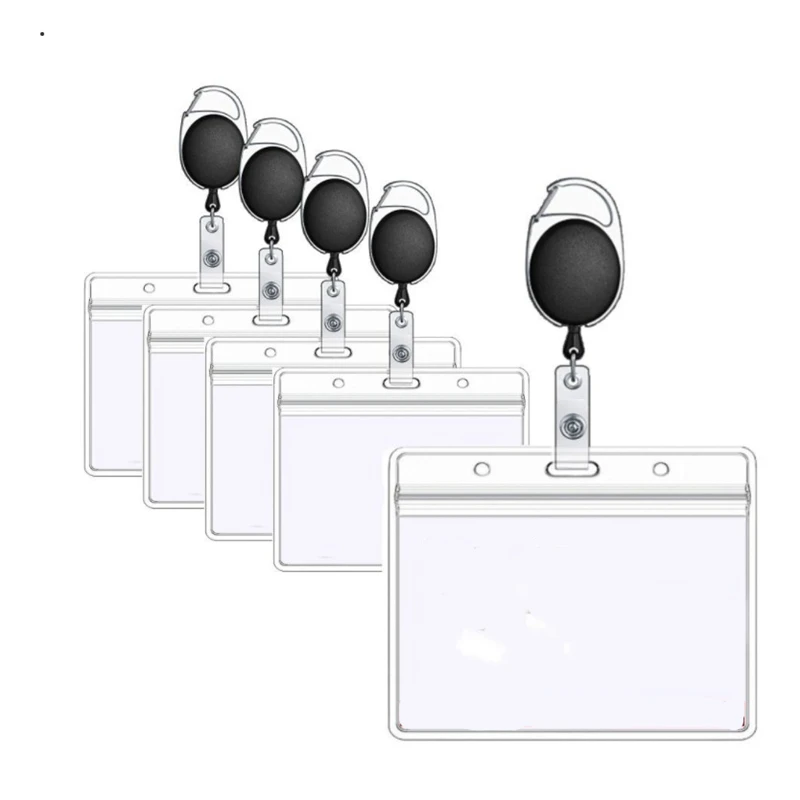 Transparent Staff Work Card Holder with Neck Strap Retractable Clip