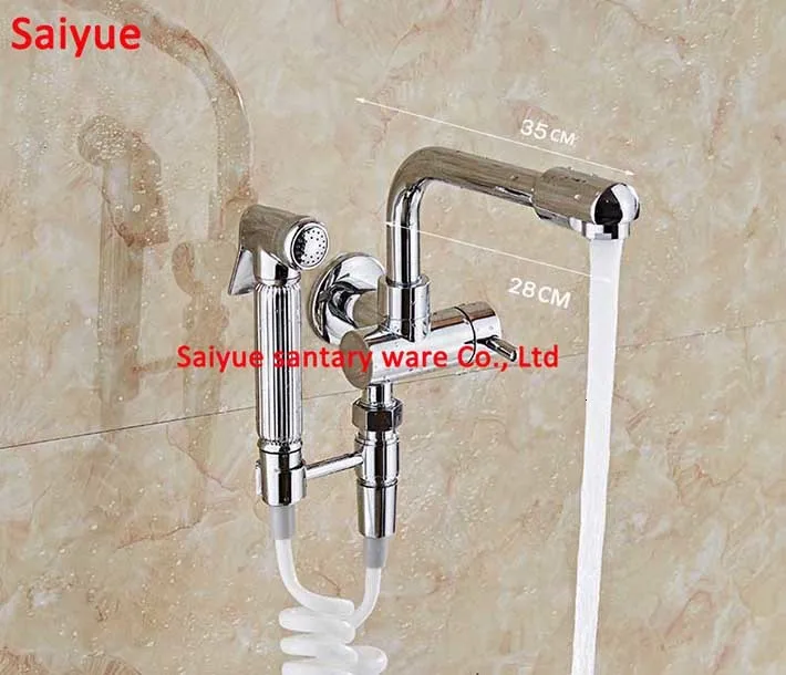 Mfrom l 720 градусов Прачечная Поворотный Ванная комната wetroom установлен на стене раковина кран spot bibbcocks - Цвет: Mfrom l