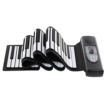 

Hand Roll Piano 88 Keys Flexible Keyboard Portable Silicone Rechargeable Electric Piano Built-In Battery And Speaker,Black