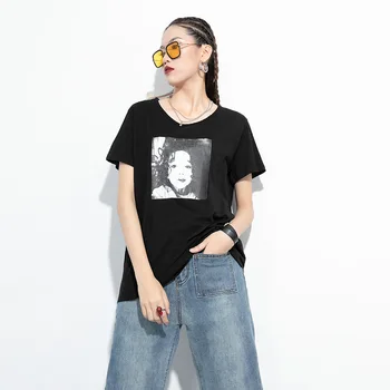 

2020 Summer Pullover Printed T-shirt Cool Popular Brand Plus Size Short Sleeve Tees And Tops Female New Arrivals Cotton