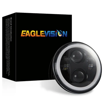 

DHBH-EAGLEVISION 5 3/4 5.75 Inch Round Motorcycle LED Headlight Angel Eye, LED Projector Headlight for XL883 XL1200C