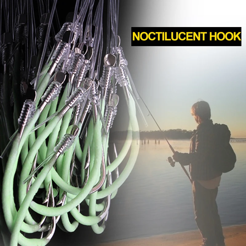 

Luminous Hook Green Decoy Lure Rock Fishing 30pcs Stainless Steel String Hook Lure Hooks Practical Portable Tools Angling