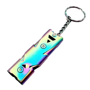 

Stainless Steel High-frequency Emergency Survival Whistle Keychain 150 DB SOS Double Tube EDC Whistle For Camping Hiking Tools