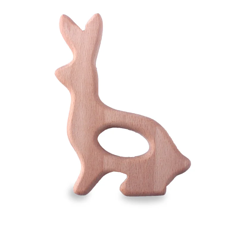 1PCS XCQGH 1 шт. детские из бука деревянные молярные игрушки милые животные Грызунок «кролик» соска цепочка браслет Аксессуары детский Прорезыватель - Цвет: 1PCS