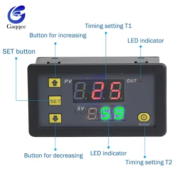 

AC 110V 220V Digital Time Delay Relay Dual LED Display Cycle Timer Control Switch Adjustable Timing Relay Time Delay Switch Auto
