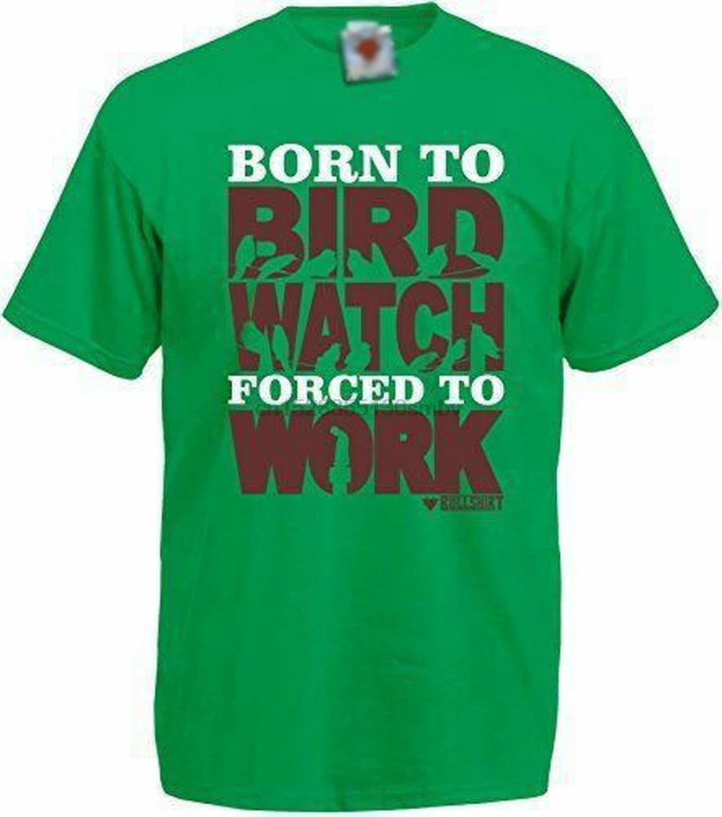 Мужские Born To птица-часы футболка с надписью &quotforced Work&quot Twitch канареечник подарок