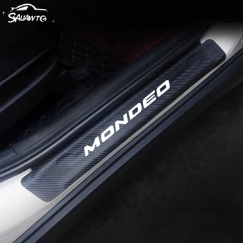 

4pcs PU Leather Car Door Sill Protector Sticker For Ford Mondeo MK3 MK4 MK5 Auto Door Threshold Plate Guard Sticker Accessories