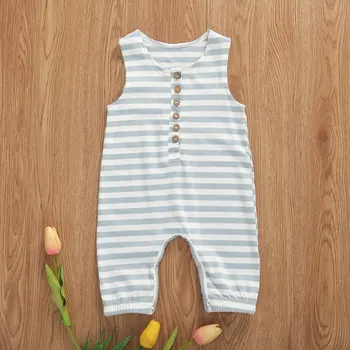 

Baby Summer Clothing 0-24M Unisex Sleeveless O Neck Romper Overalls Cotton Outfits Striped Jumpsuits One-Piece Children Wear