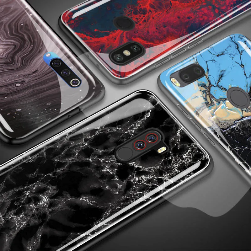 Чехол из закаленного стекла на заказ для Xiaomi Pocophone F1 чехол со звездным мрамором Mi 8