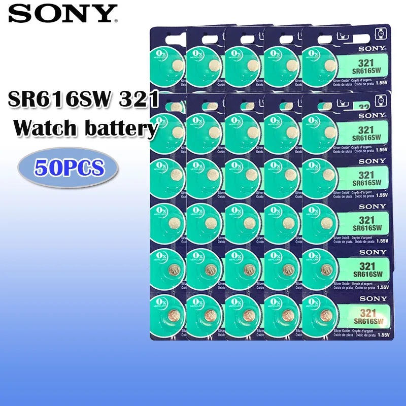 50 шт./лот 100% оригинал Sony 321 SR616SW оксид серебра часы батарея SR616 кнопка монета