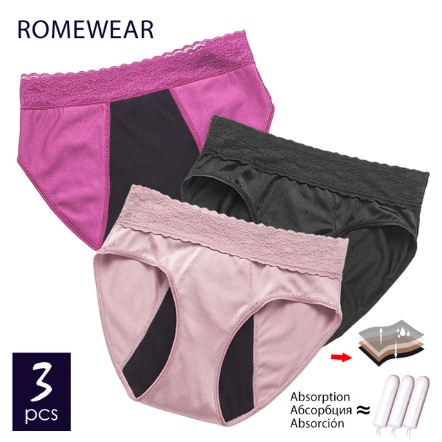 5Pcs 4 Layers Period Underwear Women Heavy Flow Menstrual Panties  Postpartum Physiological Pants Sexy Mesh Lace Plus Size Briefs