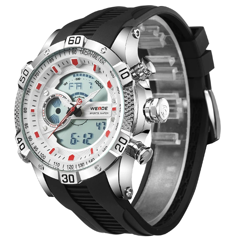 WEIDE мужские цифровые спортивные часы двойной дисплей Автоматическая Дата
