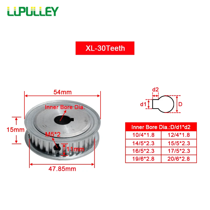 XL 30T шкив ГРМ шпоночный диаметр шестерни 30 зубьев шкивы подходят Ширина ремня 11 мм синхронные колеса шкив для ЧПУ 3D принтеры
