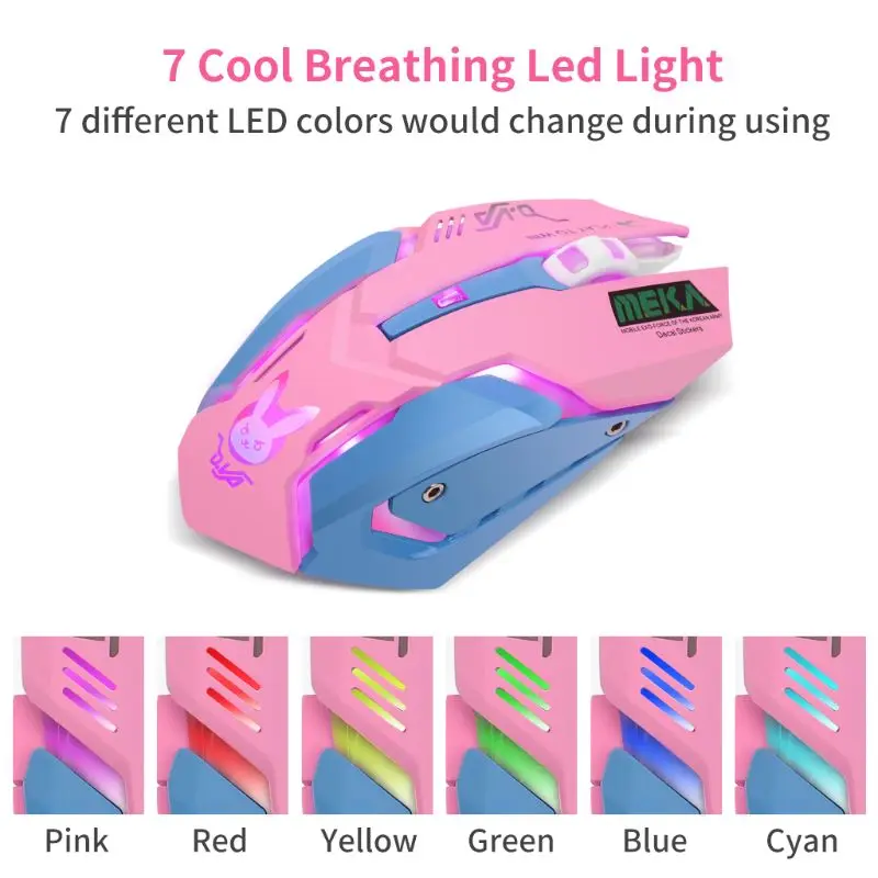 

Rechargeable LED Optical Game Mice 2400DPI 2.4G USB Wireless Mouse for PC Laptop