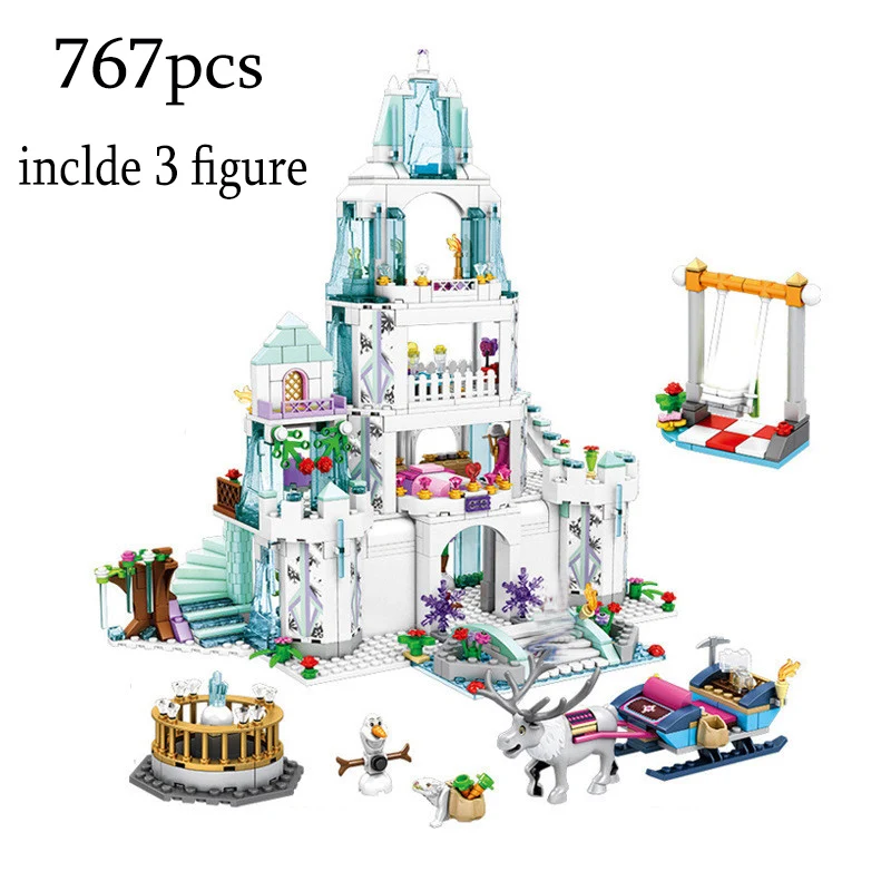 

2020 NEW Friends Ice Princess Castle Building Block Christmas Winter Snow House Cartoon Brick Toys for Girls Toys for Children