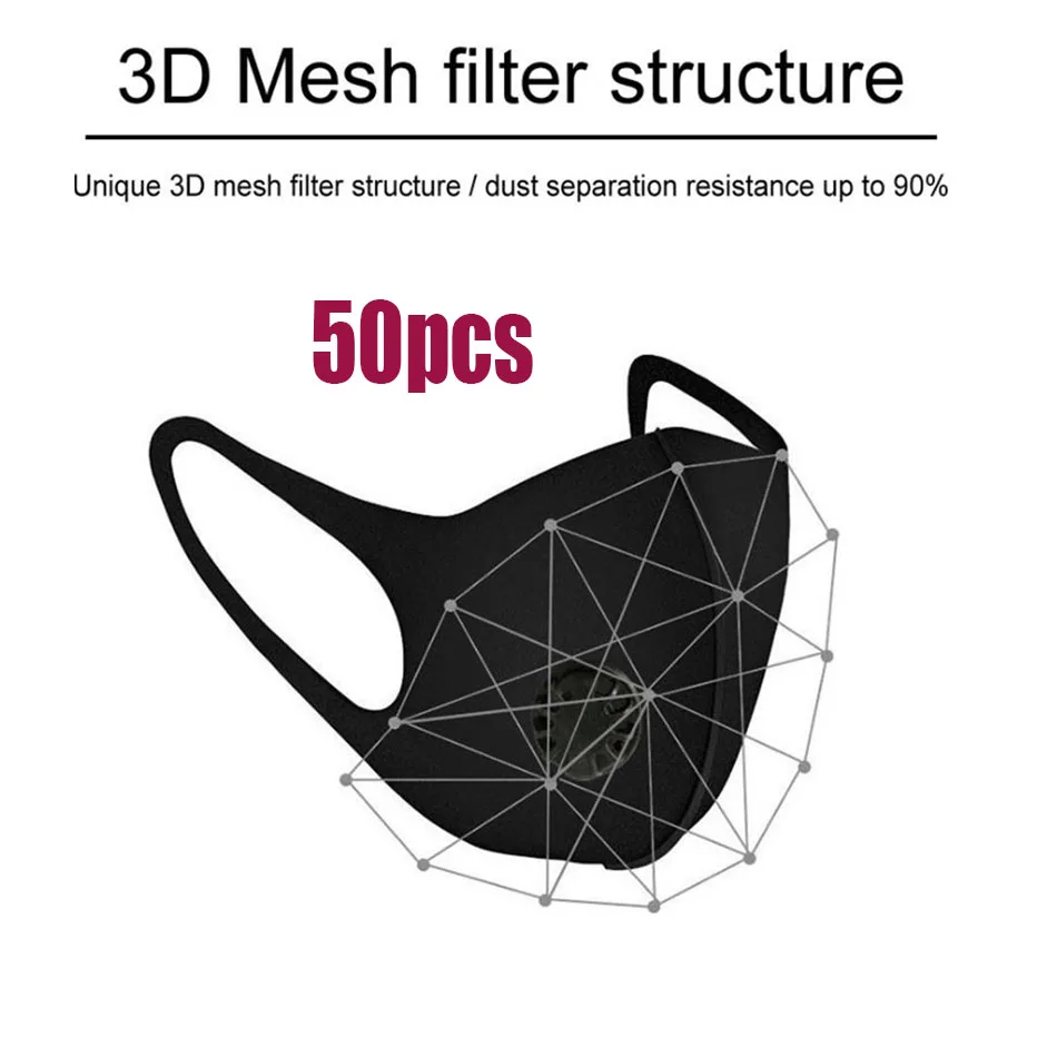 

50Pcs Face Mask Dust Mask Anti Pollution Masks PM2.5 Activated Carbon Filter Insert Can Be Washed Reusable Mouth Masks warm