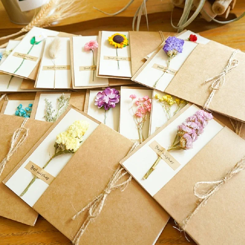 10pack wholesale Fresh flowers dried greeting cards Christmas postcards