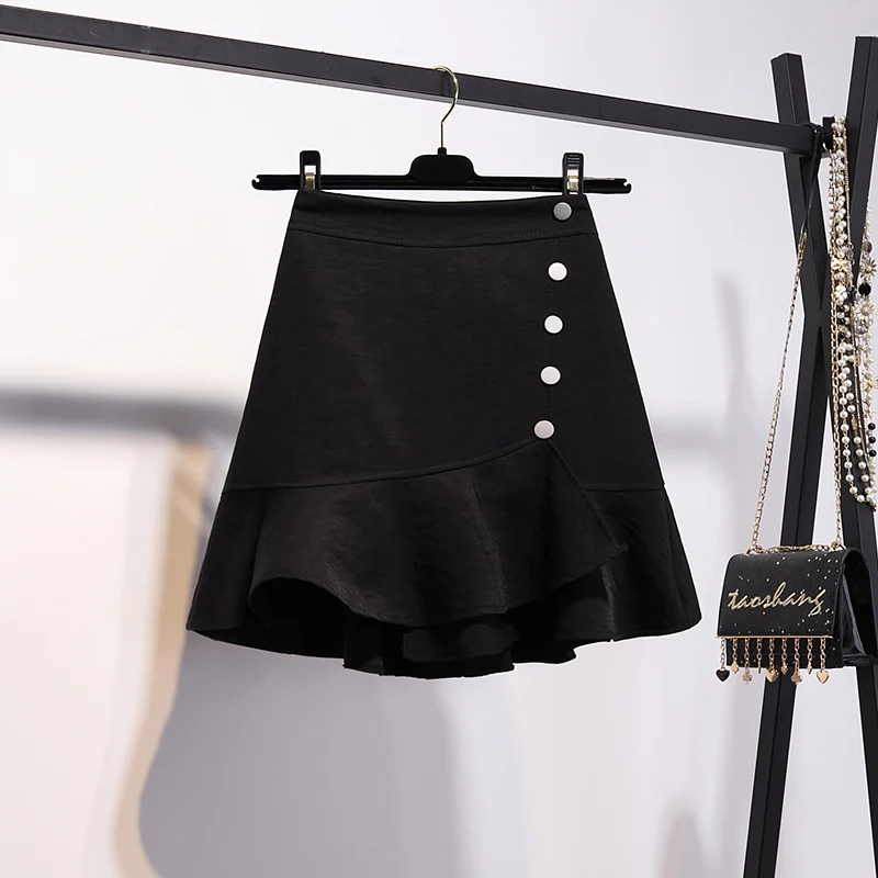 Black Skirt Trytree осень-зима из двух частей комплект Повседневное с v-образным вырезом и расклешенными рукавами вязаный Топ+ юбка с рюшами и бантиком для офисный костюм для дам комплект из 2 частей - Цвет: Black Skirt