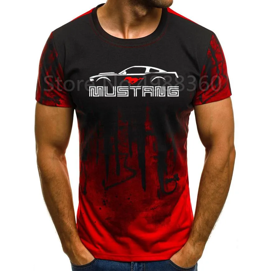 Ford Mustang Футболка мужская градиентный цвет короткий рукав Beefy Muscle Базовая